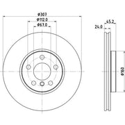 DON 2 x Internally Vented Front Brake Discs PCD22862