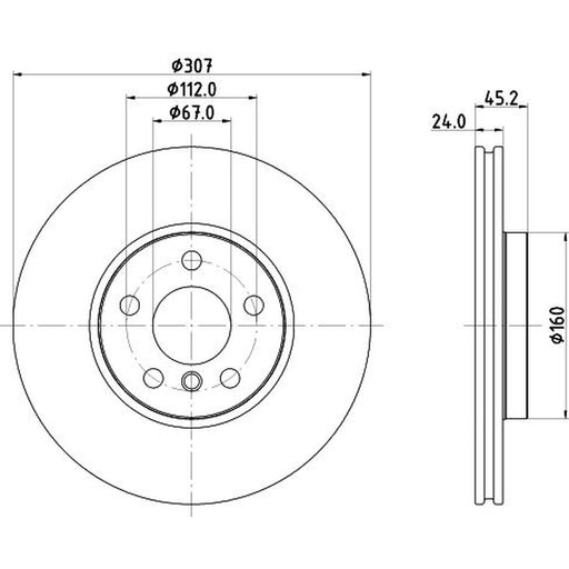 DON 2 x Internally Vented Front Brake Discs PCD22862