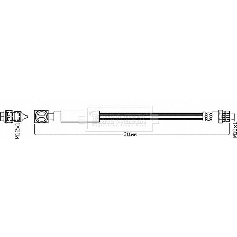 Borg & Beck Brake Hydraulic Hose Line Rear Left BBH8598