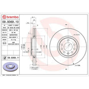 Brembo 2 x Internally Vented Front Brake Discs 09.9369.11