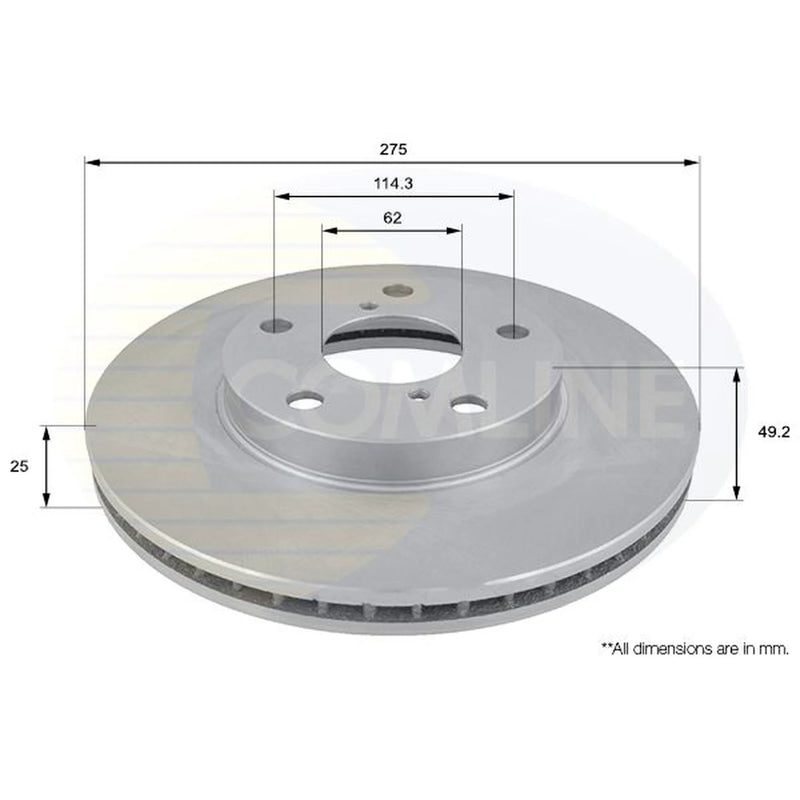 Comline 2 x Internally Vented Front Brake Discs ADC01100V