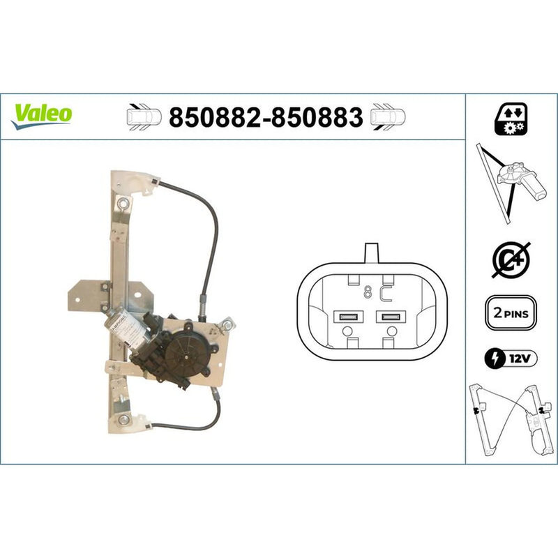 Valeo Electric Window Regulator Lifter Left Rear 850882
