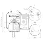 Febi Air Suspension Bellow 228mm Rear Right 37909