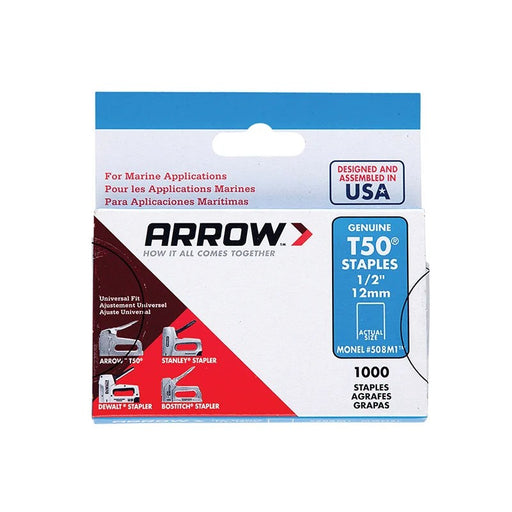 Arrow T50M 508m Monel Staples 12mm (1/2in) (Box 1000) - A508M1