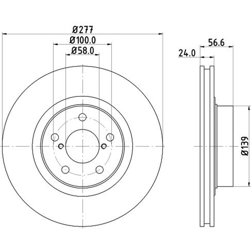 DON 2 x Internally Vented Front Brake Discs PCD12312
