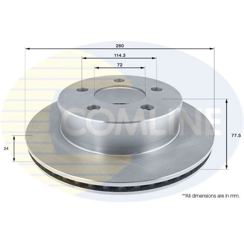 Comline 2 x Internally Vented Front Brake Discs ADC2327V