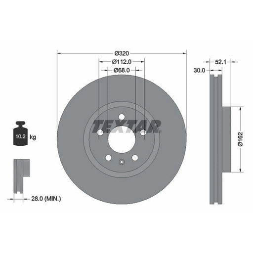 Textar 2 x Internally Vented Brake Discs 92229303