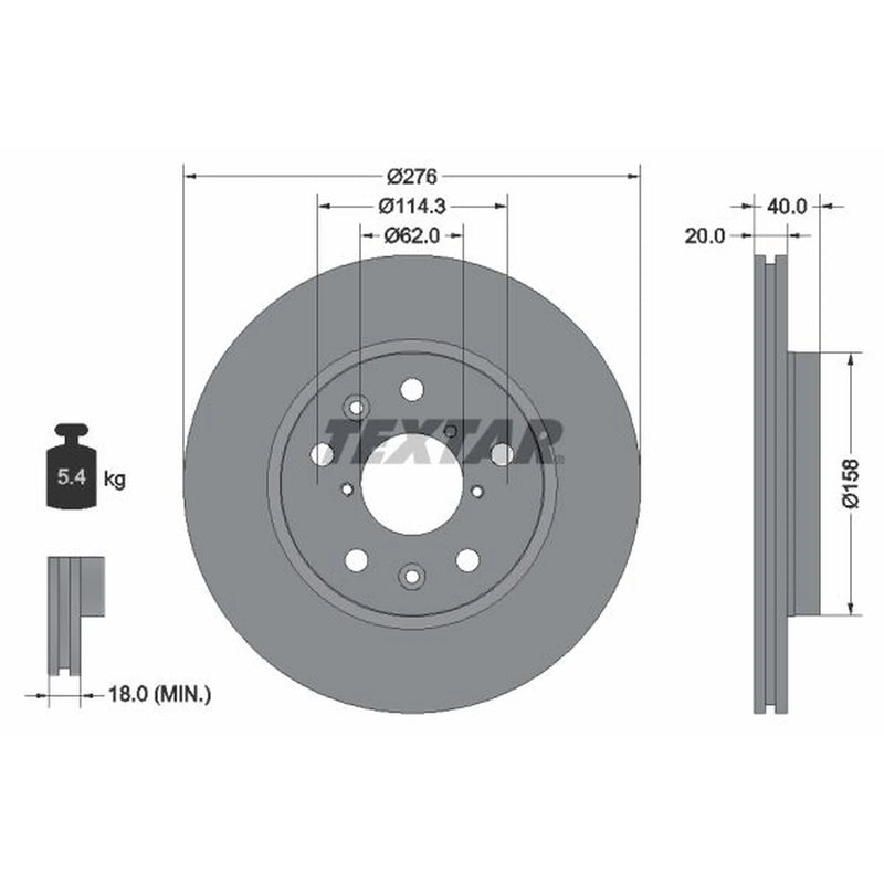 Textar 2 x Front Brake Discs 92204703