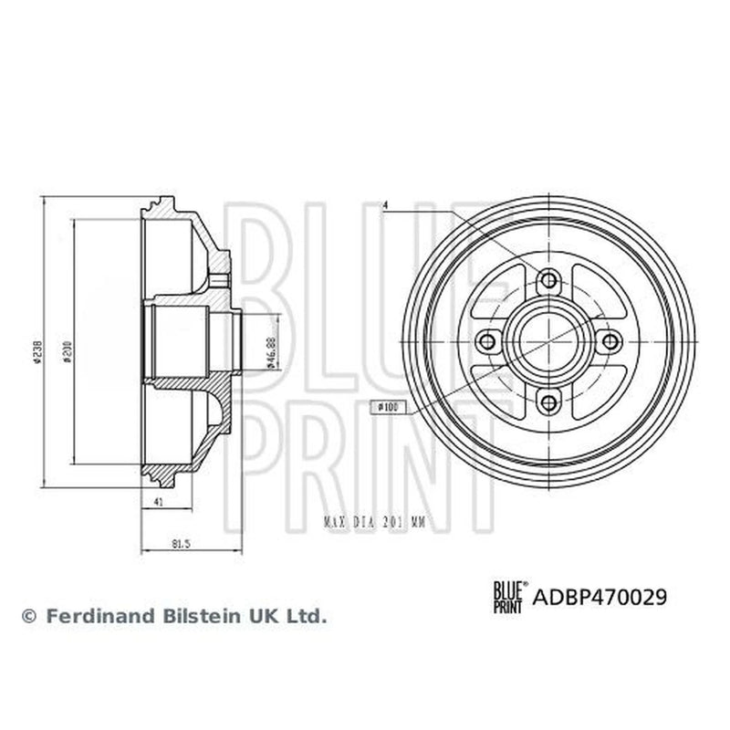Blue Print Brake Drum Assembly Rear ADBP470029