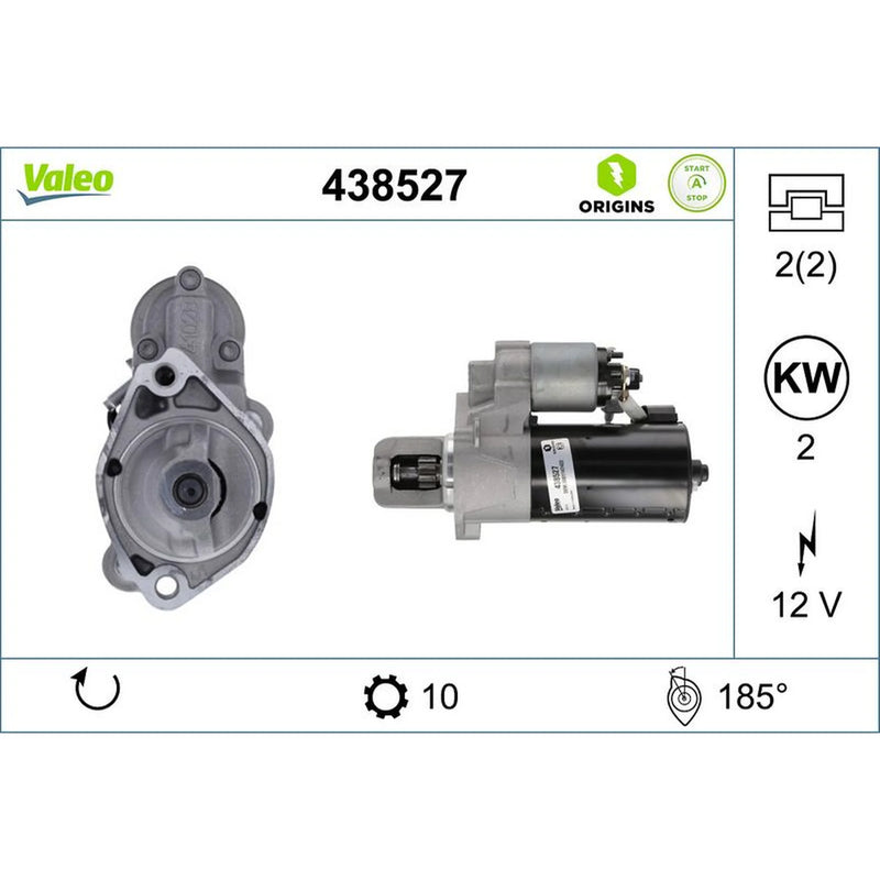 Valeo Starter Motor 12V 2kW 10 Teeth 438527