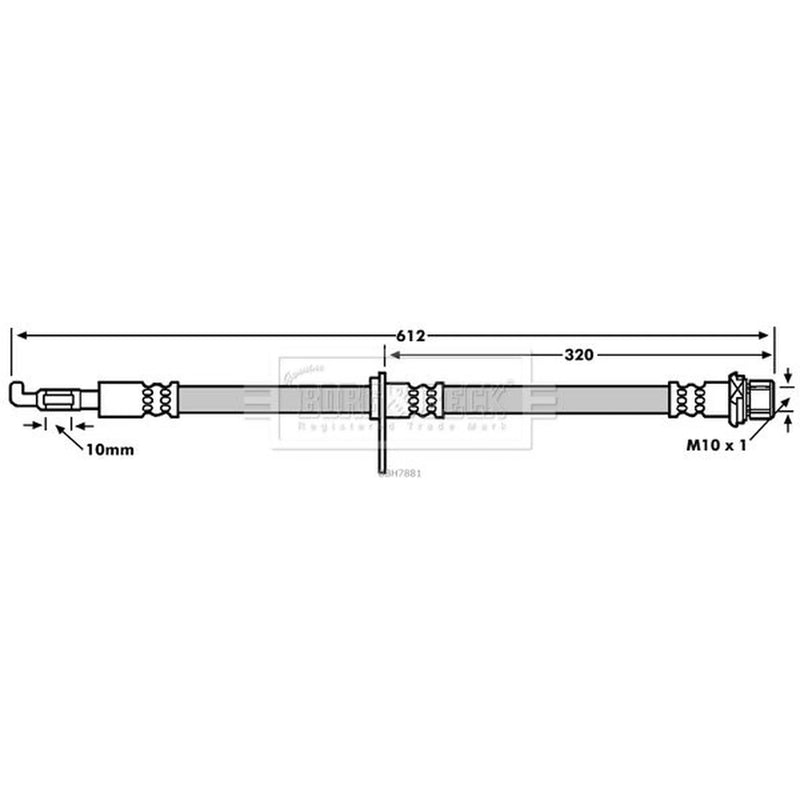 Borg & Beck Brake Hydraulic Hose Line Left BBH7881