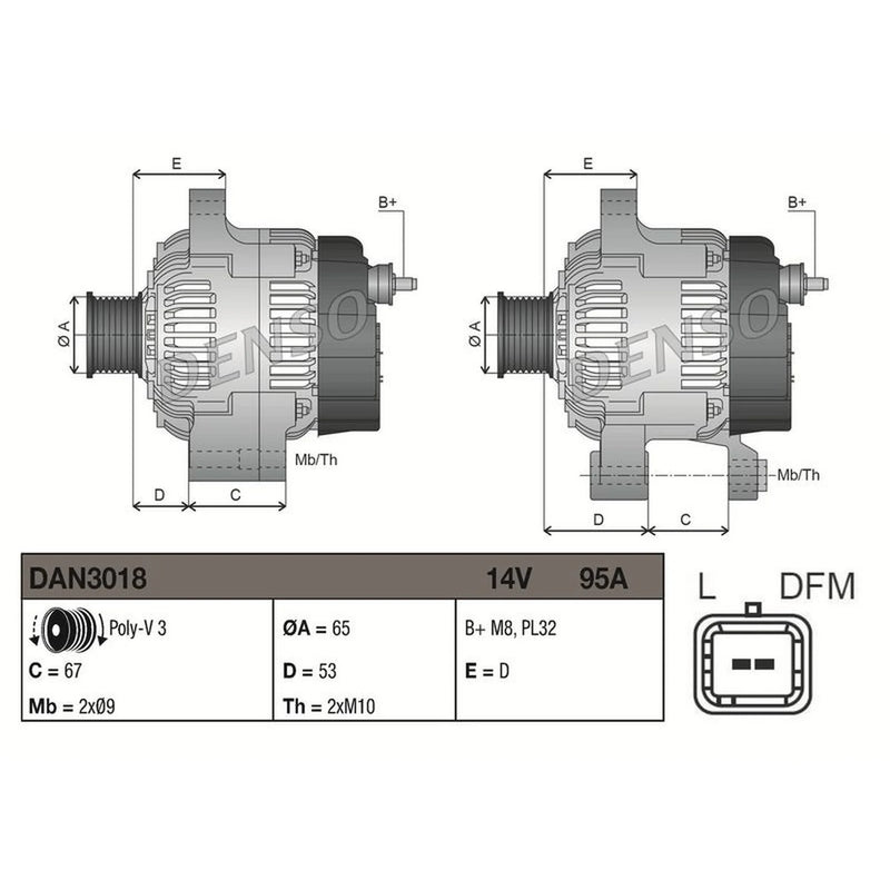 Denso Car Alternator 12V DAN3018