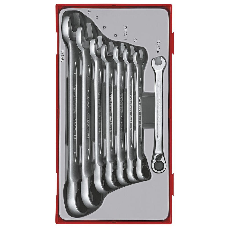 Teng Tools Ratcheting Combination Spanner Set TT1 8 Pieces