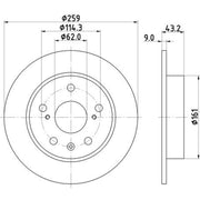 DON 2 x Solid Rear Brake Discs PCD21712