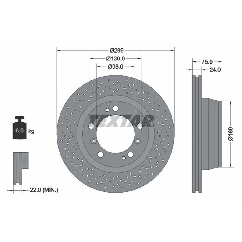 Textar 2 x Perforated Brake Discs 92100107