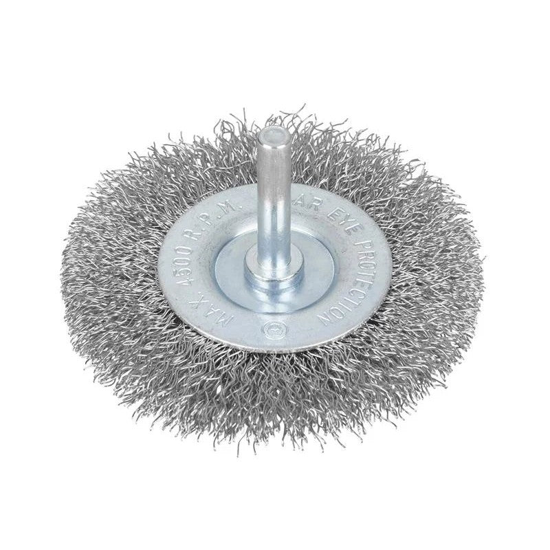 BlueSpot Tools Flat Steel Wire Wheel Brush x 6mm Arbor 50-75mm