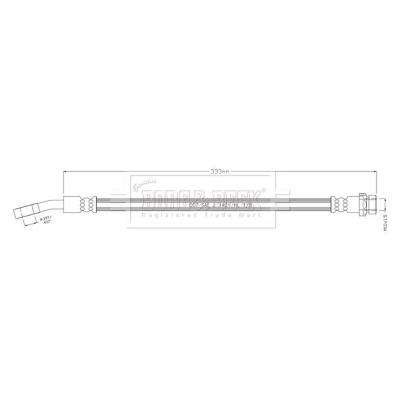 Borg & Beck Brake Hydraulic Hose Line Rear Left BBH8904