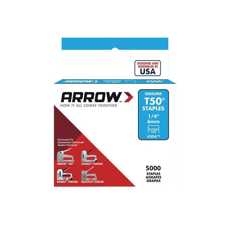 Arrow T50 Staples 6mm (1/4in) (Bulk Pack 5000) - A504IP
