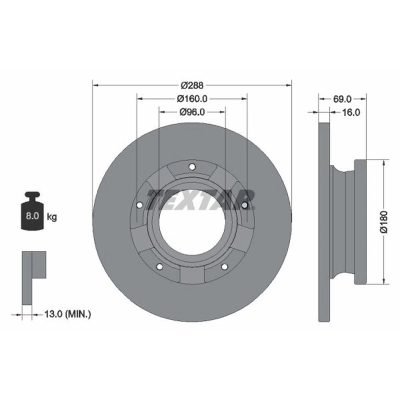 Textar 2 x Rear Brake Discs 92316903