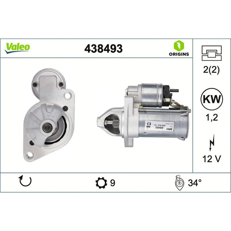 Valeo Starter Motor 12V 1.2kW 9 Teeth 438493