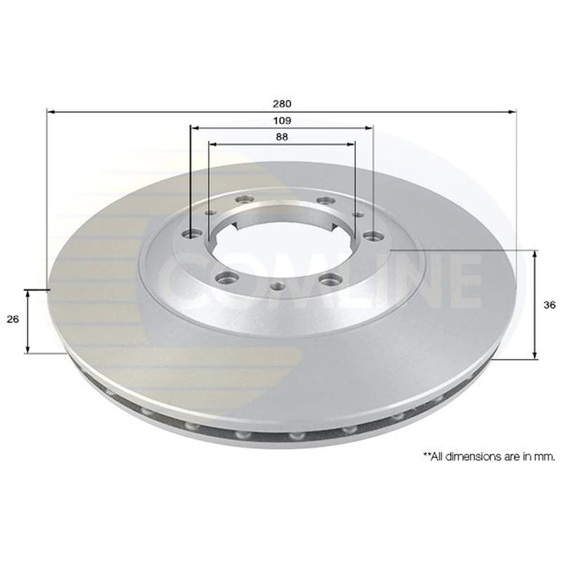 Comline 2 x Internally Vented Front Brake Discs ADC0705V