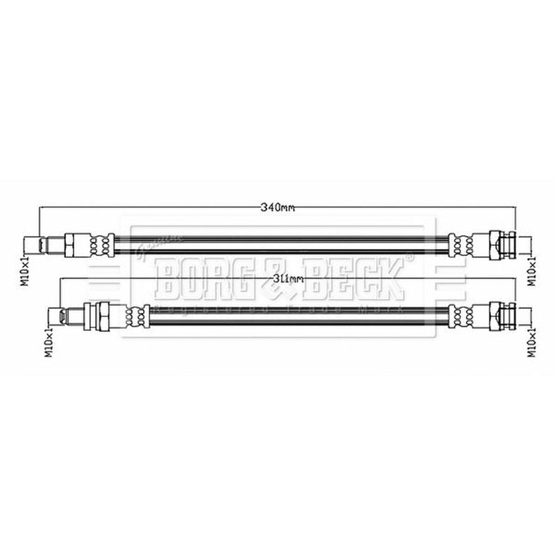 Borg & Beck 2 x Brake Hydraulic Hose Line Centre BBH8753