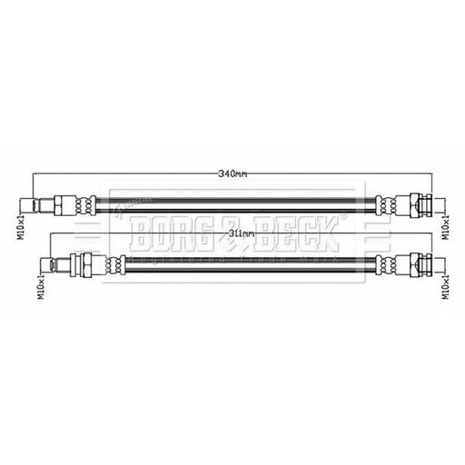Borg & Beck 2 x Brake Hydraulic Hose Line Centre BBH8753