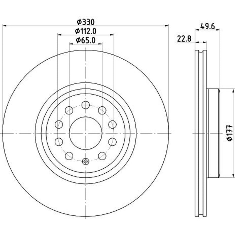 DON 2 x Internally Vented Front Brake Discs PCD21952