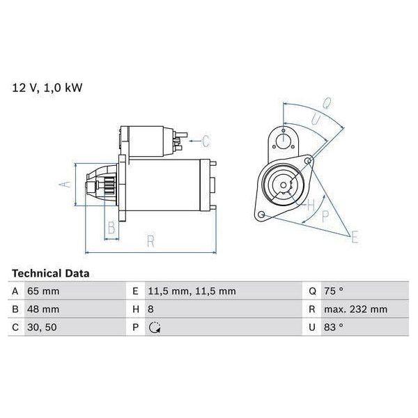 Bosch Reman Starter Motor 2347 0986023470 Bosch  - Town Parts