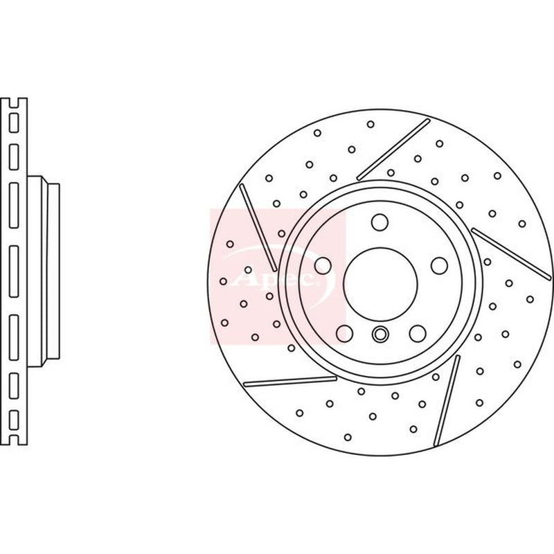 Apec 2 x Perforated/Vented Rear Brake Discs DSK3050