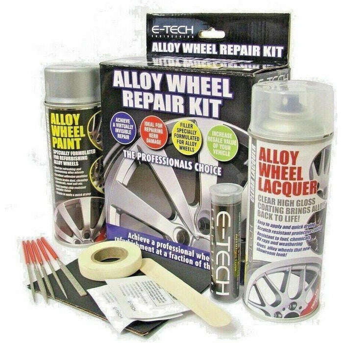 E-Tech Alloy Silver Wheel Refurbishment Repair Kit Wheel Spray Paint + Lacquer E-Tech  - Town Parts