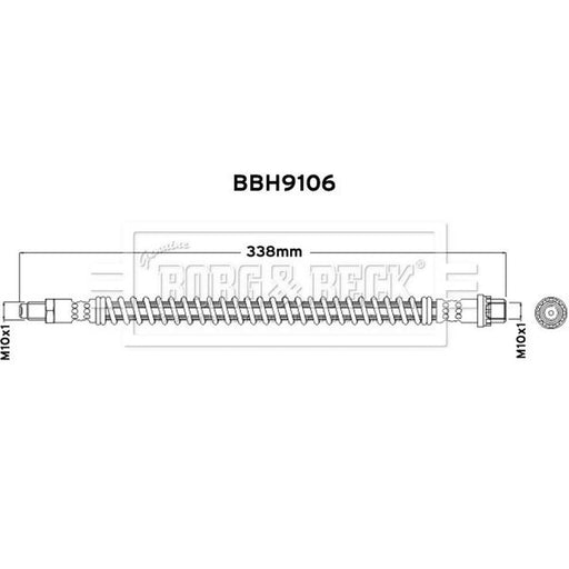 Borg & Beck Brake Hydraulic Hose Line Rear Left BBH9106