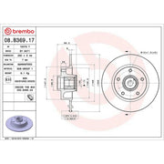 Brembo 2 x Solid Rear Brake Discs 08.B369.17