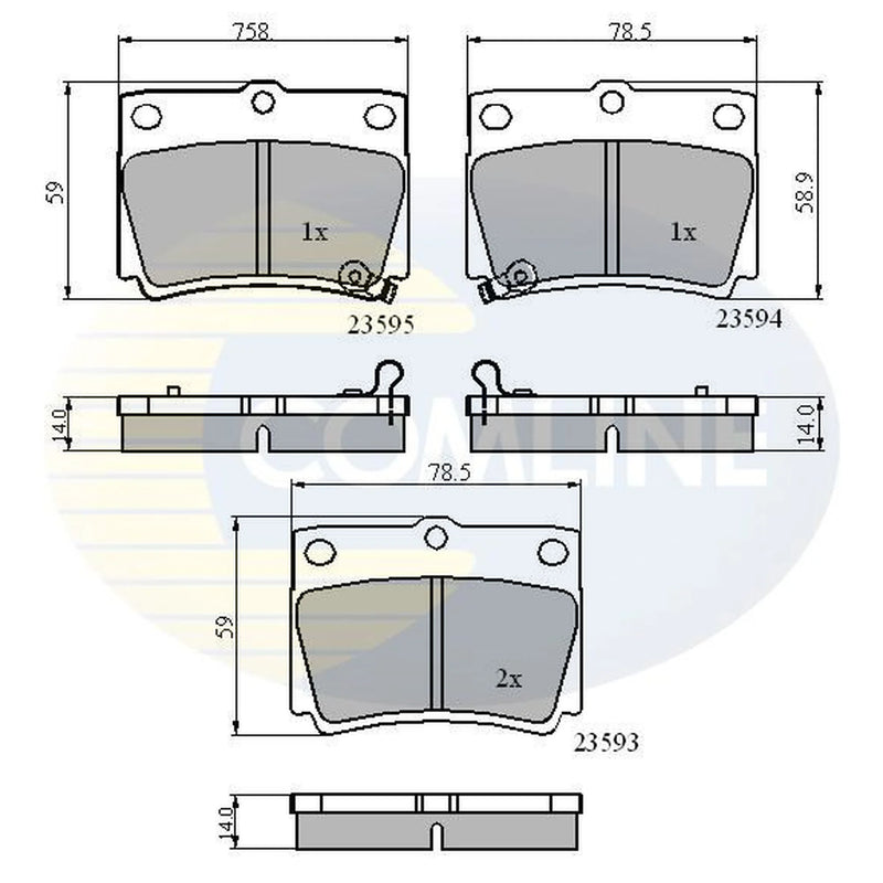 Comline 4 x Rear Brake Pad Set CBP3775