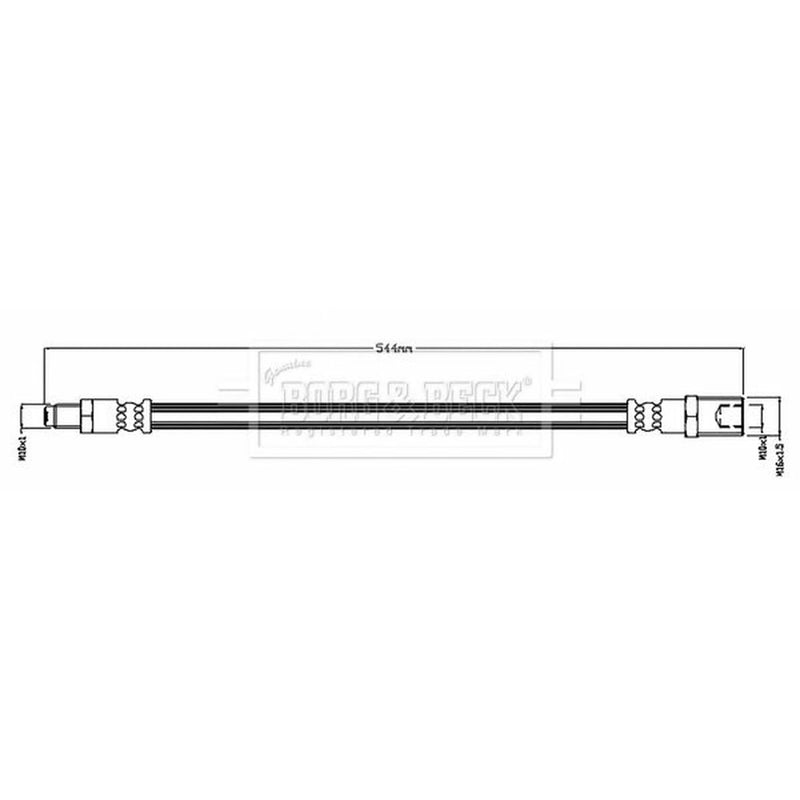 Borg & Beck Brake Hydraulic Hose Line Front Left BBH8702