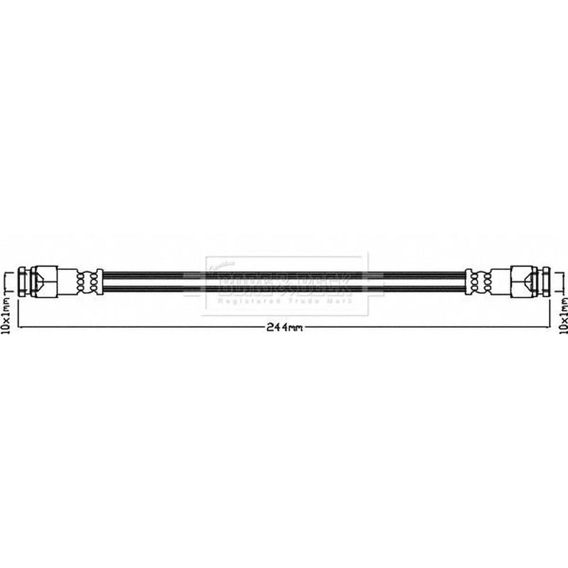 Borg & Beck Brake Hydraulic Hose Line Rear Left BBH8382