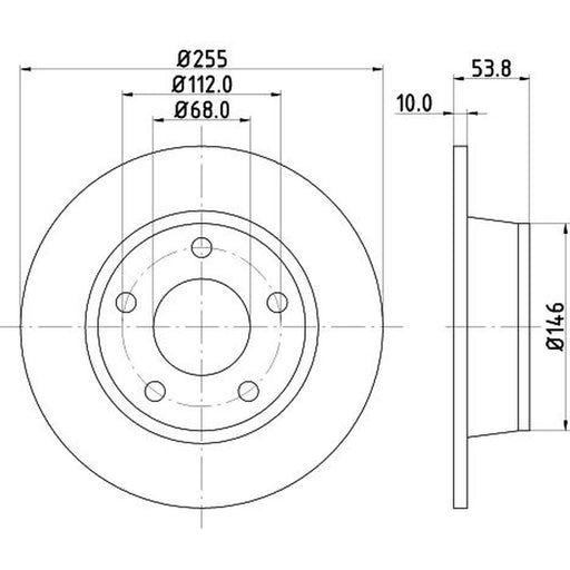 DON 2 x Solid Rear Brake Discs PCD13472