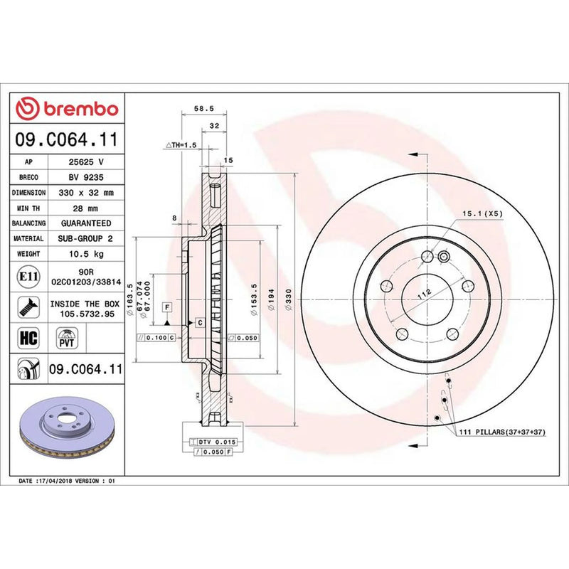 Brembo Front Brake Discs 09.C064.11