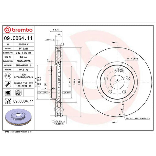 Brembo Front Brake Discs 09.C064.11