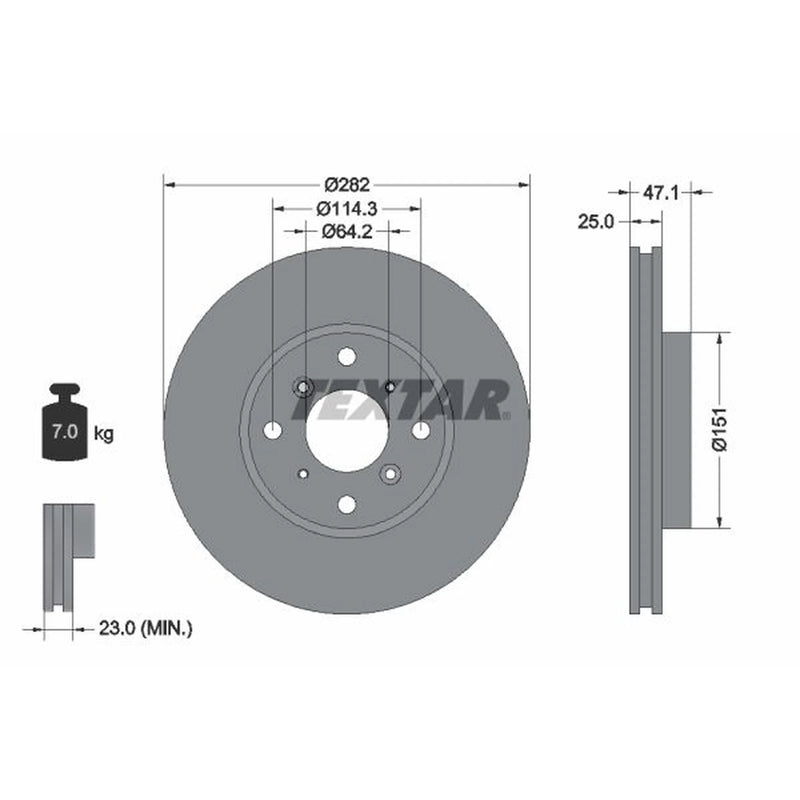 Textar 2 x Vented Front Brake Discs 92110100