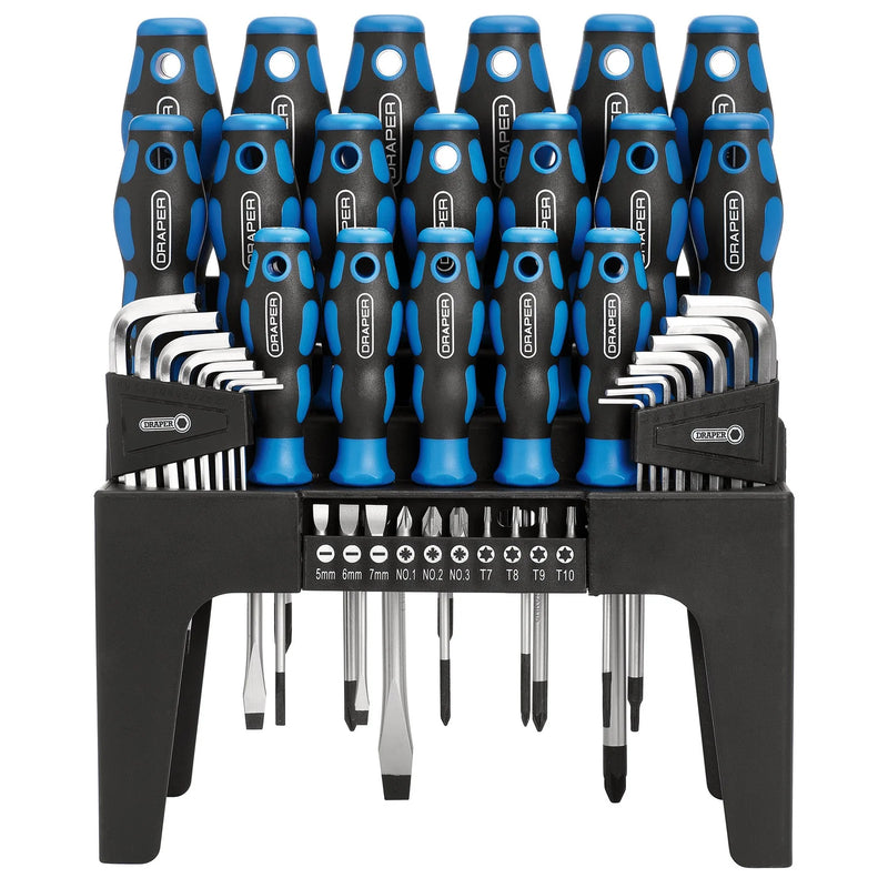 Draper Soft Grip Screwdriver Set 44 Piece with Chrome Vanadium Blades