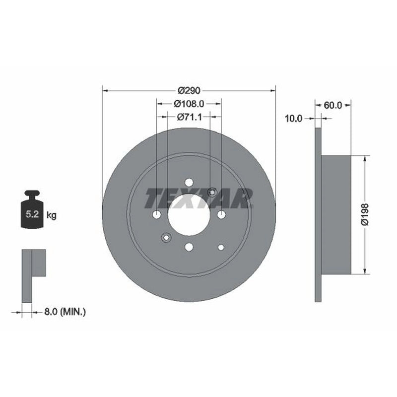 Textar 2 x Solid Rear Brake Discs 92080703