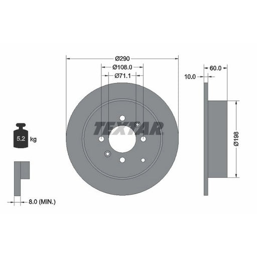 Textar 2 x Solid Rear Brake Discs 92080703