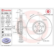 Brembo 2 x Aluminium Front Brake Disc Hub Brake Discs 09.D094.13