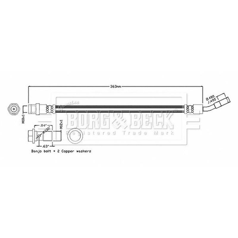 Borg & Beck Brake Hydraulic Hose Line Rear Left BBH8866