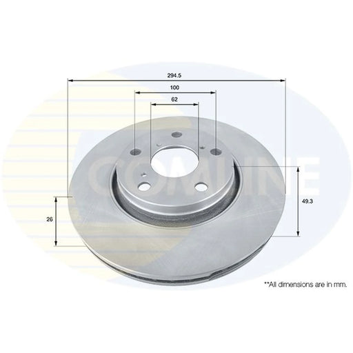 Comline 2 x Internally Vented Front Brake Discs ADC01150V