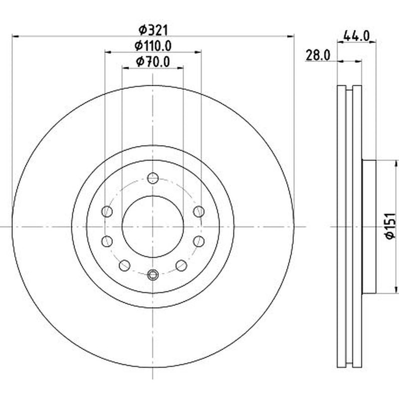 DON 2 x Externally Vented Front Brake Discs PCD21101