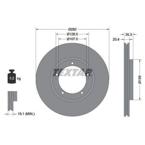 Textar 2 x Internally Vented Brake Discs 92006107