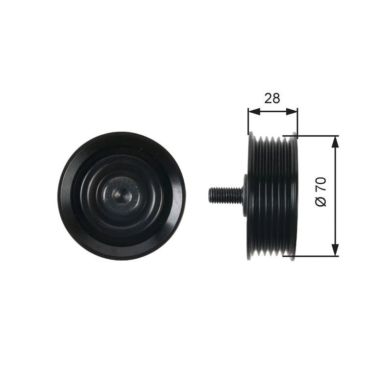 Gates V-Ribbed Belt Deflection/Guide Pulley Upper Le T36410