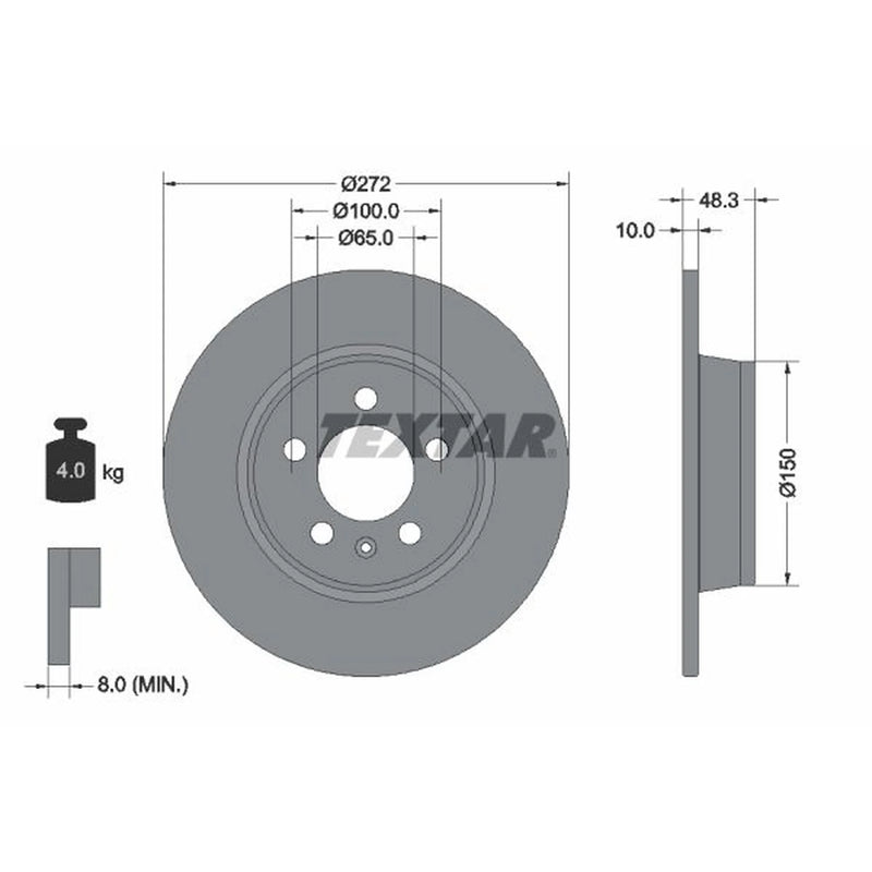 Textar 2 x Solid Rear Brake Discs 92292003